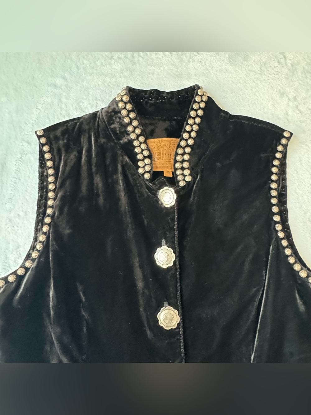 Double D Ranch Wear Black Velvet Vest Size M - Picture 2 of 11
